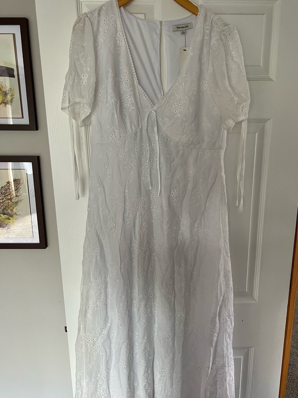 Francesca's Collections White Eyelet Maxi Dress